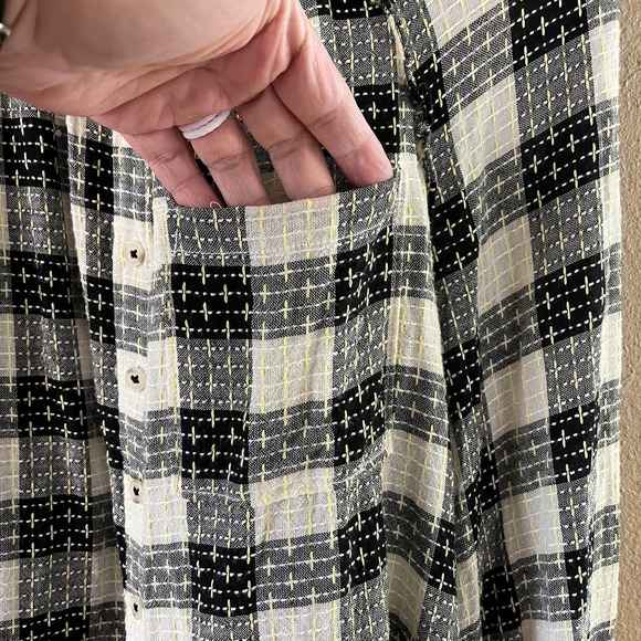 Anthropologie Black and White Plaid Blouse - Picture 4 of 11